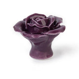Maxbell a pair Dark Purple Rose Flower Ceramic Kitchen Cabinet Cupboard Handles Pull Knob