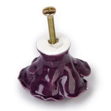 Maxbell a pair Dark Purple Rose Flower Ceramic Kitchen Cabinet Cupboard Handles Pull Knob