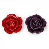 Maxbell a pair Dark Purple Rose Flower Ceramic Kitchen Cabinet Cupboard Handles Pull Knob