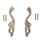 Maxbell 1 Pair Left + Right Antique Silver Phoenix Design Handle Drawer Pull Knobs