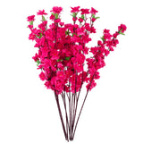 Maxbell 20pcs Artificial 26" 66cm Spring Peach Blossom Cherry Plum Silk Flowers Rose+WHT