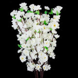 Maxbell 20pcs Artificial 26" 66cm Spring Peach Blossom Cherry Plum Silk Flowers Rose+WHT