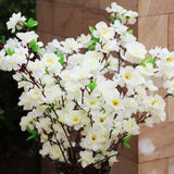 Maxbell 20pcs Artificial 26" 66cm Spring Peach Blossom Cherry Plum Silk Flowers Rose+WHT