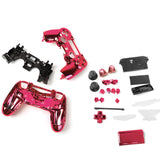 Maxbell Full Housing Shell Case Button for PS4 Controller - Red + 2x Thumbsticks