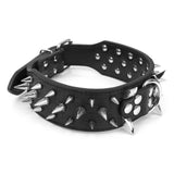 Maxbell Maxbell 5 Holes Adjustable PU Leather Spikes Cool Design Dog Collar Pet Supplies Black L