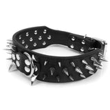 Maxbell Maxbell 5 Holes Adjustable PU Leather Spikes Cool Design Dog Collar Pet Supplies Black L