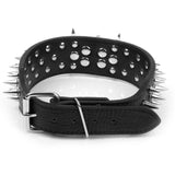 Maxbell Maxbell 5 Holes Adjustable PU Leather Spikes Cool Design Dog Collar Pet Supplies Black L