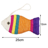 Maxbell Maxbell Easy To Install Sisal Fish Shaped Scratching Board Fun Play Cat Kitten Toy Multi-Color 24x12 cm