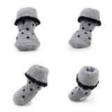 Maxbell Maxbell Black Dots Pet Dog Puppy Cat Shoes Slippers Non-Slip Socks with Paw Prints M