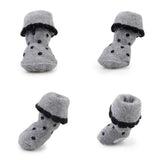 Maxbell Maxbell Black Dots Pet Dog Puppy Cat Shoes Slippers Non-Slip Socks with Paw Prints L