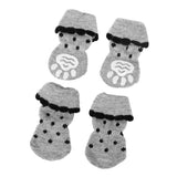 Maxbell Maxbell Black Dots Pet Dog Puppy Cat Shoes Slippers Non-Slip Socks with Paw Prints L