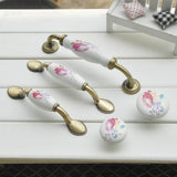 Maxbell 4 x Pastoral  Ceramic Cabinet Cupboard Retro Drawer Pull Handle