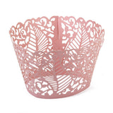 Maxbell Hollow Leaves Pattern Cake Paper Wrap Cupcake Wrapper Wedding Decor 12Pcs