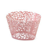 Maxbell Hollow Leaves Pattern Cake Paper Wrap Cupcake Wrapper Wedding Decor 12Pcs