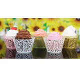 Maxbell Hollow Leaves Pattern Cake Paper Wrap Cupcake Wrapper Wedding Decor 12Pcs