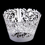 Maxbell Hollow Out Cake Paper Wrap Cupcake Wrapper Wedding Decor 12Pcs White