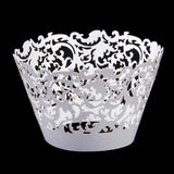 Maxbell Hollow Out Cake Paper Wrap Cupcake Wrapper Wedding Decor 12Pcs White