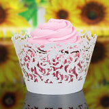 Maxbell Hollow Out Cake Paper Wrap Cupcake Wrapper Wedding Decor 12Pcs White