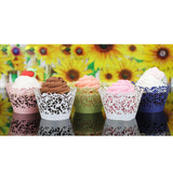 Maxbell Hollow Out Cake Paper Wrap Cupcake Wrapper Wedding Decor 12Pcs White