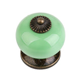 Maxbell 2x Ceramic Retro Round Drawer Cabinet Cupboard Door Handle Knob Decor Green