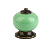 Maxbell 2x Ceramic Retro Round Drawer Cabinet Cupboard Door Handle Knob Decor Green