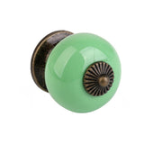Maxbell 2x Ceramic Retro Round Drawer Cabinet Cupboard Door Handle Knob Decor Green
