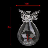 Maxbell Clear Globe Ball Glass Hanging Flower Vase Bottle + Angel Terrarium Candlestick