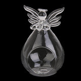 Maxbell Clear Globe Ball Glass Hanging Flower Vase Bottle + Angel Terrarium Candlestick
