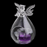 Maxbell Clear Globe Ball Glass Hanging Flower Vase Bottle + Angel Terrarium Candlestick