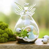 Maxbell Clear Globe Ball Glass Hanging Flower Vase Bottle + Angel Terrarium Candlestick