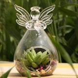 Maxbell Clear Globe Ball Glass Hanging Flower Vase Bottle + Angel Terrarium Candlestick