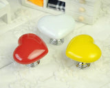 Maxbell 14xHeart Shaped Ceramic Door Drawer Cabinet Handle Pull Knob Hardware White_L