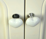 Maxbell 14xHeart Shaped Ceramic Door Drawer Cabinet Handle Pull Knob Hardware White_L