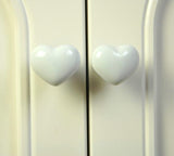 Maxbell 14xHeart Shaped Ceramic Door Drawer Cabinet Handle Pull Knob Hardware White_L