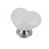 Maxbell 14xHeart Shaped Ceramic Door Drawer Cabinet Handle Pull Knob Hardware White_L