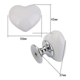 Maxbell 14xHeart Shaped Ceramic Door Drawer Cabinet Handle Pull Knob Hardware White_L