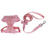 Maxbell Maxbell Bowknot Floral Design Charms Pet Dog Puppy Cat Clothing Supplies Harness Leash Lead Walking Collar Vest Strap Pink S