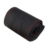 Maxbell 4xUniversal PU Leather Vehicle Car Steering Wheel Cover Sleeve Black+Red