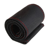 Maxbell 4xUniversal PU Leather Vehicle Car Steering Wheel Cover Sleeve Black+Red