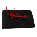 Maxbell 4xUniversal PU Leather Vehicle Car Steering Wheel Cover Sleeve Black+Red
