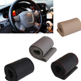 Maxbell 4xUniversal PU Leather Vehicle Car Steering Wheel Cover Sleeve Black+Red