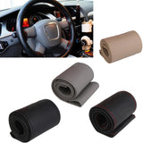 Maxbell 4xUniversal PU Leather Vehicle Car Steering Wheel Cover Sleeve Black+Red