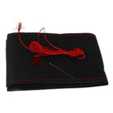 Maxbell 4xUniversal PU Leather Vehicle Car Steering Wheel Cover Sleeve Black+Red