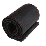 Maxbell 4xUniversal PU Leather Vehicle Car Steering Wheel Cover Sleeve Black+Red