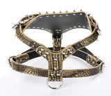 Maxbell Maxbell Adjustable Rivets PU Leather Pet Walking Collar Harness -Brown