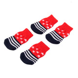 Maxbell Maxbell Pet Dog Puppy Cat Shoes Slippers Non-Slip Socks Star Stripes w/ Paw Prints L