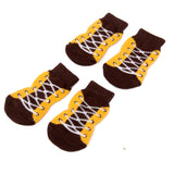Maxbell Maxbell Pet Dog Puppy Shoes Slippers Non-Slip Socks Shoelace Pattern w/ Paw Prints L