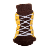 Maxbell Maxbell Pet Dog Puppy Shoes Slippers Non-Slip Socks Shoelace Pattern w/ Paw Prints L