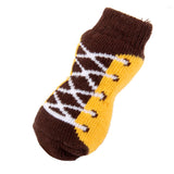 Maxbell Maxbell Pet Dog Puppy Shoes Slippers Non-Slip Socks Shoelace Pattern w/ Paw Prints L