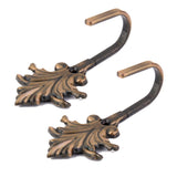 Maxbell 9x2Pcs Vintage Maple leaves Curtain Tieback Tassel Hooks Door Wall Hook Bronze